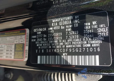 2025 Kia Sportage Sx-Prestige from USA, damaged, VIN 5XYK5CDF9SG271016